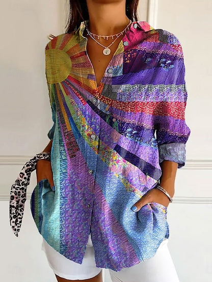Floral Casual Long Sleeve Women's Shirt - Stylish Blue Button Blue / S Blue / M Blue / L Blue / S-Blue / M-Blue / L-Blue / XL-Blue / 2XL-Purple / S-Purple / M-Purple / L-Purple / XL-Purple / 2XL-Yellow / S-Yellow / M-Yellow / L-Yellow / XL-Yellow / 2XL-Red / S-Red / M-Red / L-Red / XL-Red / 2XL-Pink / S-Pink / M-Pink / L-Pink / XL-Pink / 2XL-White / S-White / M-White / L-White / XL-White / 2XL-