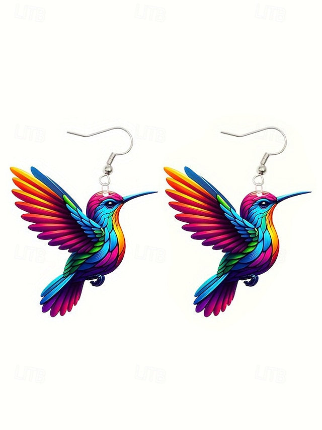 Elegant Hummingbird Acrylic Hoop Earrings for Women 1# 2# 3# 1#-2#-3#-4#-5#-6#-7#-