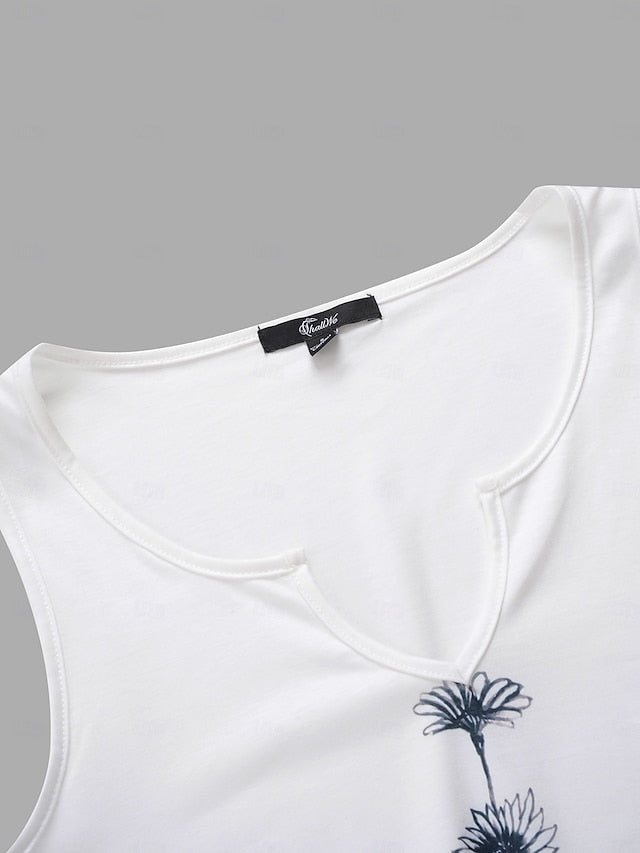 Floral V-Neck Camisole Tank Top for Women - Casual Sleeveless Style in Black, White, and Green White / S White / M White / L White / S-White / M-White / L-White / XL-White / 2XL-Black / S-Black / M-Black / L-Black / XL-Black / 2XL-Green / S-Green / M-Green / L-Green / XL-Green / 2XL-