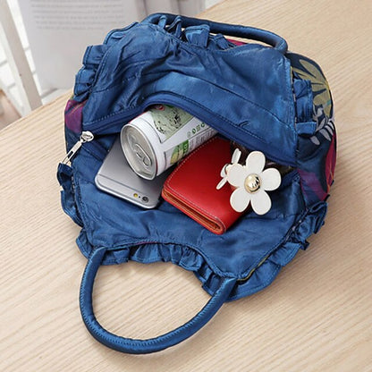 Chic Women's Silk Handbag for Parties & Daily Use – Durable, Anti-Dust Floral Design Blue khaki Black Blue-khaki-Black-Purple-Red-