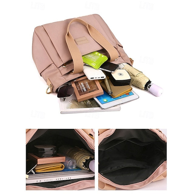 Stylish Waterproof Nylon Tote and Crossbody Bag with Multiple Pockets Light Pink Green Light Green Light Pink-Green-Light Green-Light Purple-Khaki-Grey-Blue-Black-