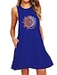 Floral Comfort: Women's Plus Size Casual Cotton Nightgown with Sleeveless Design & Pockets Blue