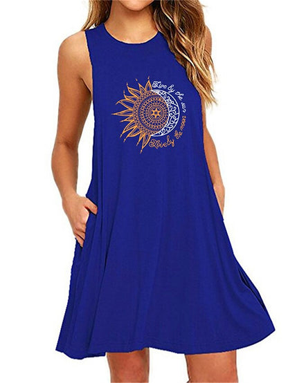 Floral Comfort: Women's Plus Size Casual Cotton Nightgown with Sleeveless Design & Pockets