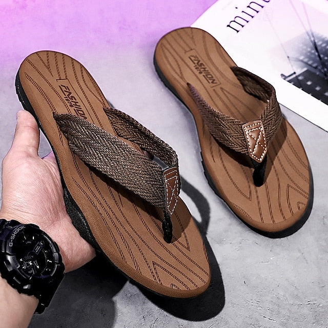Men's Breathable Nylon Flip Flops - Comfortable Slip-Resistant