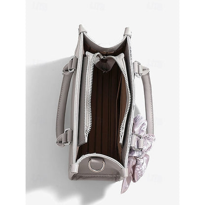 Elegant Women’s PU Leather Crossbody Handbag with Embroidery - Versatile Boston Bag Grey Grey-