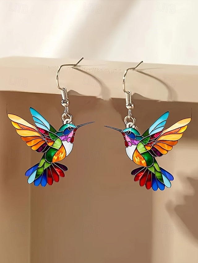 Elegant Hummingbird Acrylic Hoop Earrings for Women 1# 2# 3# 1#-2#-3#-4#-5#-6#-7#-