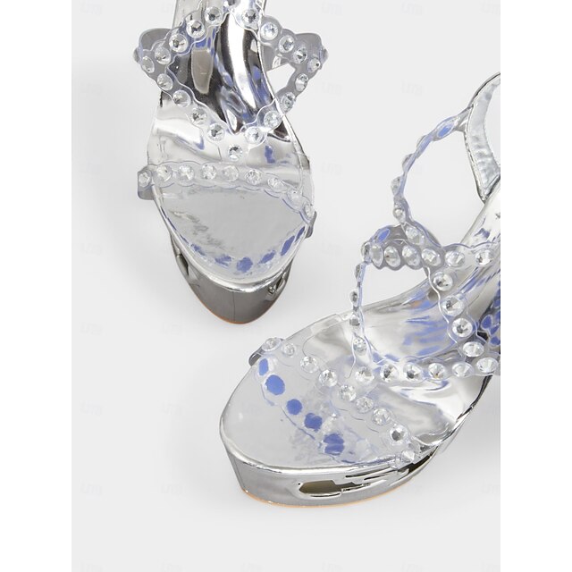 Elegant Rhinestone Fantasy Heels - Open Toe Sculptural Design for Weddings & Parties