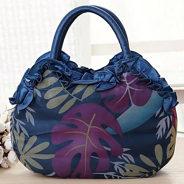 Chic Women's Silk Handbag for Parties & Daily Use – Durable, Anti-Dust Floral Design Blue khaki Black Blue-khaki-Black-Purple-Red-