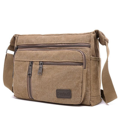 Versatile Men's Canvas Crossbody Bag - Shoulder Tote with Large Capacity Army Green Coffee khaki Army Green-Coffee-khaki-Black-Blue-