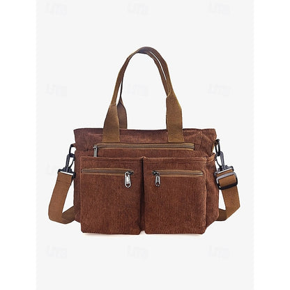 Stylish Women's Corduroy Crossbody Hobo Bag with Multiple Pockets - Large Capacity Coffee White Army Green Coffee-White-Army Green-Black-