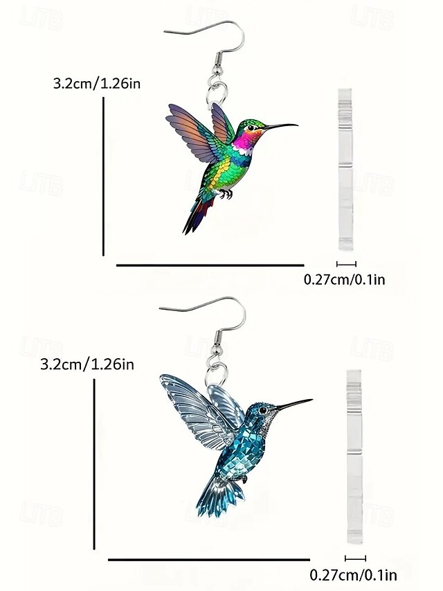 Elegant Hummingbird Acrylic Hoop Earrings for Women 1# 2# 3# 1#-2#-3#-4#-5#-6#-7#-