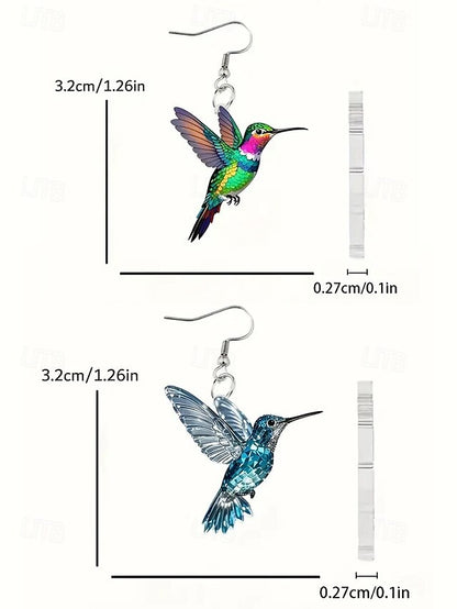 Elegant Hummingbird Acrylic Hoop Earrings for Women 1# 2# 3# 1#-2#-3#-4#-5#-6#-7#-