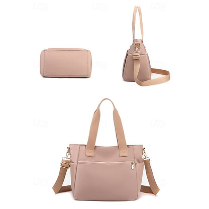 Stylish Waterproof Nylon Tote and Crossbody Bag with Multiple Pockets Light Pink Green Light Green Light Pink-Green-Light Green-Light Purple-Khaki-Grey-Blue-Black-