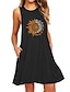 Floral Comfort: Women's Plus Size Casual Cotton Nightgown with Sleeveless Design & Pockets Black