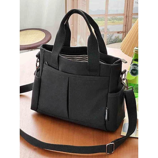 Versatile Women's Canvas Tote Crossbody Bag with Multiple Pockets - Stylish and Spacious for Daily Use Green Black Khaki Green-Black-Khaki-White-