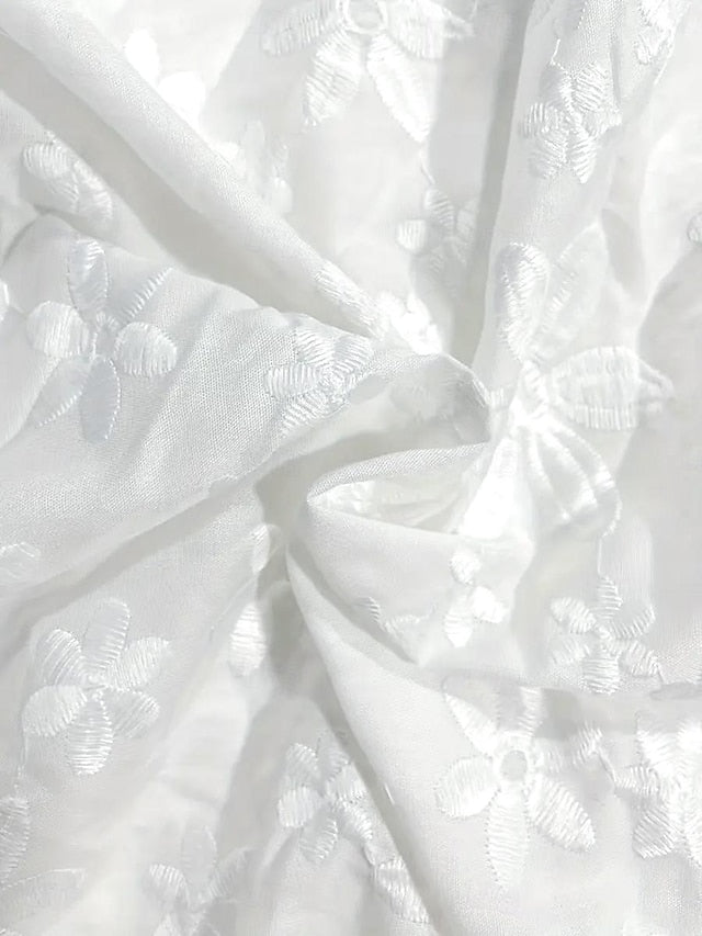 Elegant Sleeveless White Floral Lace Dress with Ruffle Trim for Summer White / S White / M White / L White / S-White / M-White / L-White / XL-White / 2XL-White / 3XL-