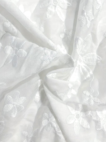 Elegant Sleeveless White Floral Lace Dress with Ruffle Trim for Summer White / S White / M White / L White / S-White / M-White / L-White / XL-White / 2XL-White / 3XL-