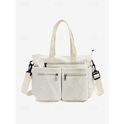 Stylish Women's Corduroy Crossbody Hobo Bag with Multiple Pockets - Large Capacity Coffee White Army Green Coffee-White-Army Green-Black-