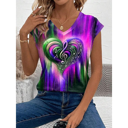 Vibrant Heart Note Tote Bag: Lightweight, Foldable & Stylish for Everyday Use Rainbow Purple Green Rainbow-Purple-Green-