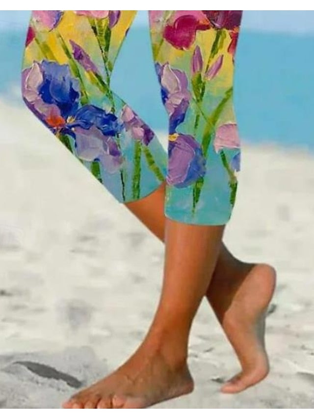 Floral Bliss: Women's Hawaiian-Print Thermal Leggings for Ultimate Comfort and Style Light Yellow / S Light Yellow / M Light Yellow / L Light Yellow / S-Light Yellow / M-Light Yellow / L-Light Yellow / XL-Light Yellow / 2XL-