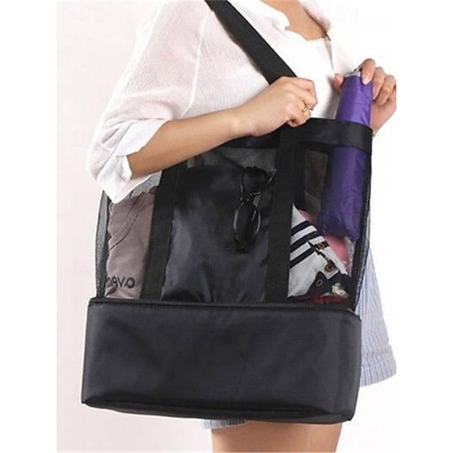 Stylish Insulated Mesh Tote Bags for Women - Large Capacity Casual Shoulder Bag Green Blue Black Green-Blue-Black-Rose Pink-