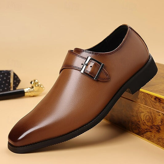 Men's Breathable PU Leather Monk Shoes - Comfortable, Slip-Resistant Design