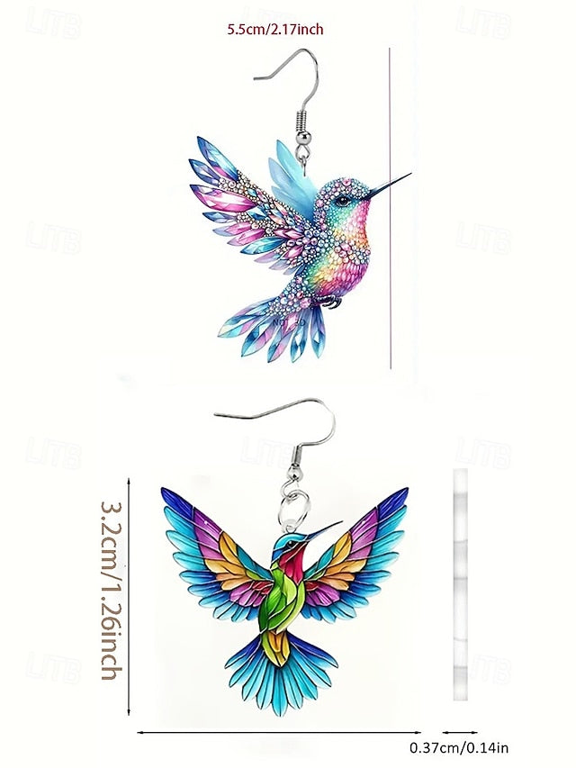 Elegant Hummingbird Acrylic Hoop Earrings for Women 1# 2# 3# 1#-2#-3#-4#-5#-6#-7#-