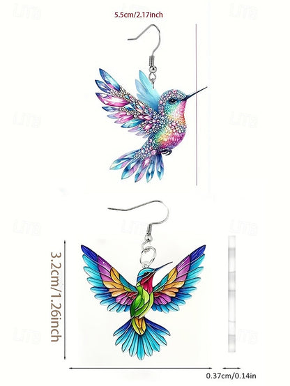 Elegant Hummingbird Acrylic Hoop Earrings for Women 1# 2# 3# 1#-2#-3#-4#-5#-6#-7#-
