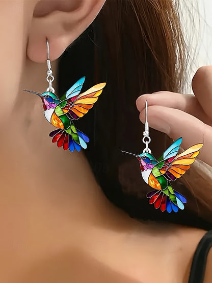 Elegant Hummingbird Acrylic Hoop Earrings for Women 1# 2# 3# 1#-2#-3#-4#-5#-6#-7#-