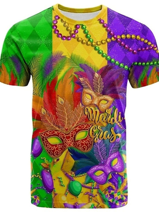 Vibrant Retro Graphic Mask T-Shirt – Perfect for Mardi Gras & Everyday Adventures Purple / S Purple / M 