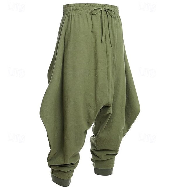 Men's Breathable Linen Harem Pants - Casual Summer Trousers with Drawstring Waist Khaki / S Khaki / M Khaki / L Khaki / S-Khaki / M-Khaki / L-Khaki / XL-Khaki / XXL-Khaki / 3XL-Khaki / 4XL-Khaki / 5XL-Green / S-Green / M-Green / L-Green / XL-Green / XXL-Green / 3XL-Green / 4XL-Green / 5XL-Black / S-Black / M-Black / L-Black / XL-Black / XXL-Black / 3XL-Black / 4XL-Black / 5XL-