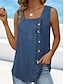 Chic Charcoal Green Asymmetrical Button Camisole - Stylish Sleeveless Summer Top Gray / S Gray / M Gray / 4XL Gray / S-Gray / M-Gray / 4XL-Gray / 5XL-Blue / S-Blue / 2XL-Blue / 4XL-Blue / 5XL-Green / S-Green / M-Green / L-Purple / S-Purple / M-Purple / 2XL-Purple / 4XL-Purple / 5XL-Pink / S-Pink / M-Pink / L-Pink / 2XL-Pink / 4XL-