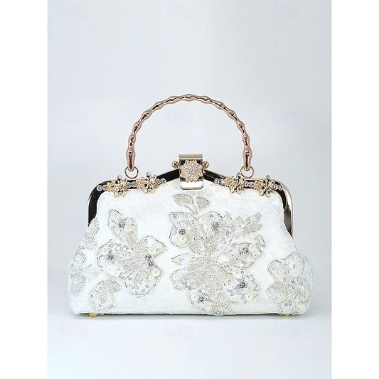 Elegance in Every Detail: Women's Beaded Clutch & Multi-Carry Evening Bag White Black / White Black White-Black / White-Black-
