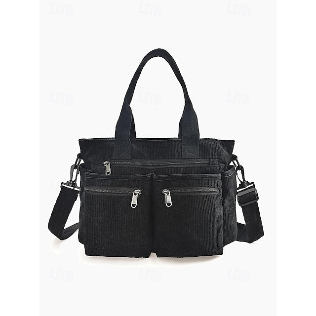 Stylish Women's Corduroy Crossbody Hobo Bag with Multiple Pockets - Large Capacity Coffee White Army Green Coffee-White-Army Green-Black-