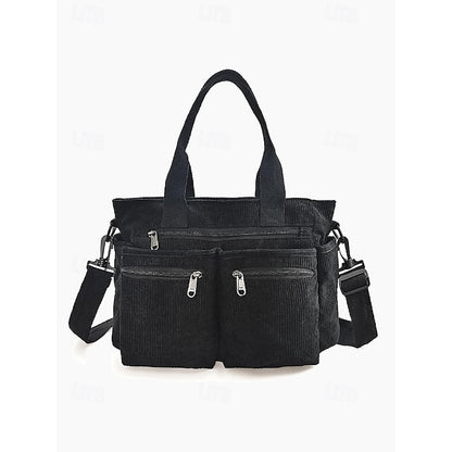 Stylish Women's Corduroy Crossbody Hobo Bag with Multiple Pockets - Large Capacity Coffee White Army Green Coffee-White-Army Green-Black-