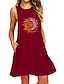 Floral Comfort: Women's Plus Size Casual Cotton Nightgown with Sleeveless Design & Pockets Wine