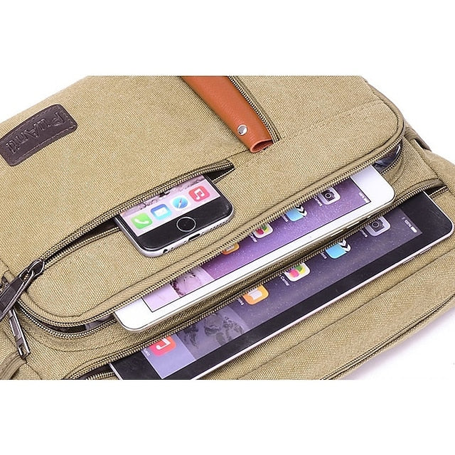 Versatile Men's Canvas Crossbody Bag - Shoulder Tote with Large Capacity Army Green Coffee khaki Army Green-Coffee-khaki-Black-Blue-