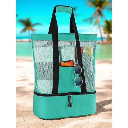 Stylish Insulated Mesh Tote Bags for Women - Large Capacity Casual Shoulder Bag Green Blue Black Green-Blue-Black-Rose Pink-