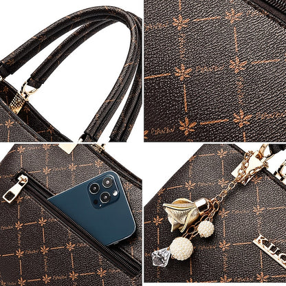 Chic PU Leather Boston Bag - Large Capacity Crossbody & Shoulder Handbag Light maple leaf with red light maple leaf with coffee Light maple leaf with primary color Light maple leaf with red-light maple leaf with coffee-Light maple leaf with primary color-Dark Maple Leaf with Bronze-Dark maple leaf with primary color-Dark maple leaf with red-dark maple leaf with coffee-