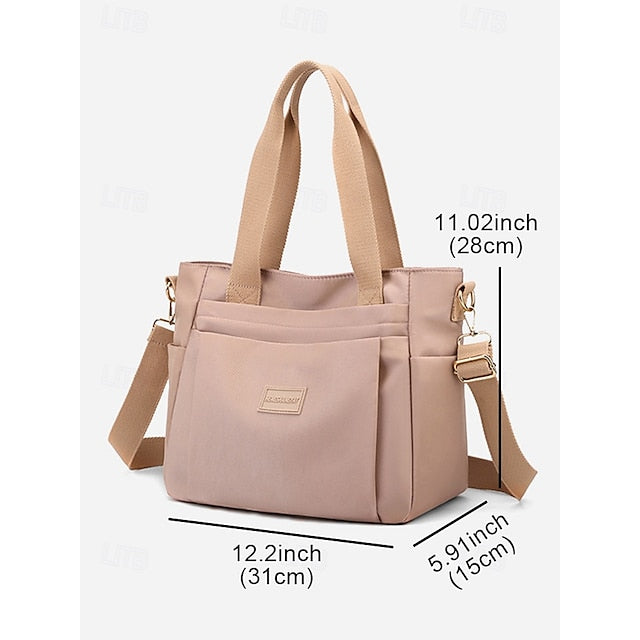 Stylish Waterproof Nylon Tote and Crossbody Bag with Multiple Pockets Light Pink Green Light Green Light Pink-Green-Light Green-Light Purple-Khaki-Grey-Blue-Black-