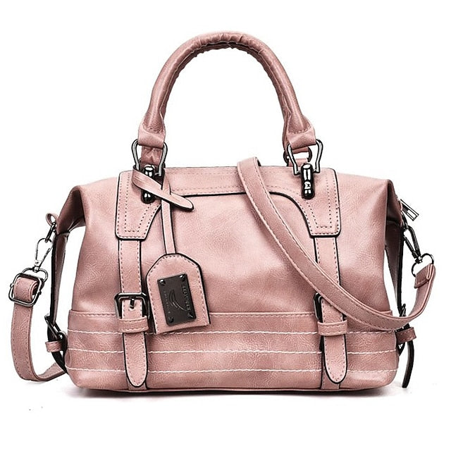 Chic Women's Top Handle Bag - Office-Ready Elegance in Black, Blushing Pink, Brown, and Gray Brown Black Gray Brown-Black-Gray-Pink-