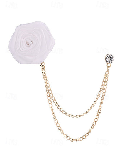 Elegant Men's Rose Brooch: Stylish Accessory for Weddings and Business Casual White Black Burgundy White-Black-Burgundy-Red-Light Cyan-Sky Blue-Gray-Champagne-Dark Blue-Pink-Royal Blue-Purple-