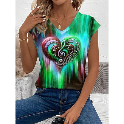 Vibrant Heart Note Tote Bag: Lightweight, Foldable & Stylish for Everyday Use Rainbow Purple Green Rainbow-Purple-Green-