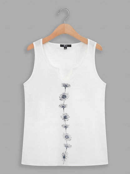 Floral V-Neck Camisole Tank Top for Women - Casual Sleeveless Style in Black, White, and Green White / S White / M White / L White / S-White / M-White / L-White / XL-White / 2XL-Black / S-Black / M-Black / L-Black / XL-Black / 2XL-Green / S-Green / M-Green / L-Green / XL-Green / 2XL-