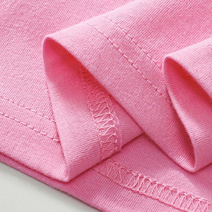 Colorful Comfort: 3-Piece Girls' Crew Neck Cotton Tee Set in Rose Red, Blue & Pink Rose Red+Blue+Pink / 4 Years(110cm) Rose Red+Blue+Pink / 4-5 Years(120cm) Rose Red+Blue+Pink / 5-6 Years(130cm) Rose Red+Blue+Pink / 4 Years(110cm)-Rose Red+Blue+Pink / 4-5 Years(120cm)-Rose Red+Blue+Pink / 5-6 Years(130cm)-Rose Red+Blue+Pink / 7-8 Years(140cm)-