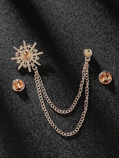 Stylish Men's Alloy Brooch - Perfect for Weddings, Business, and Casual Wear Gold Silver Gold-Silver-