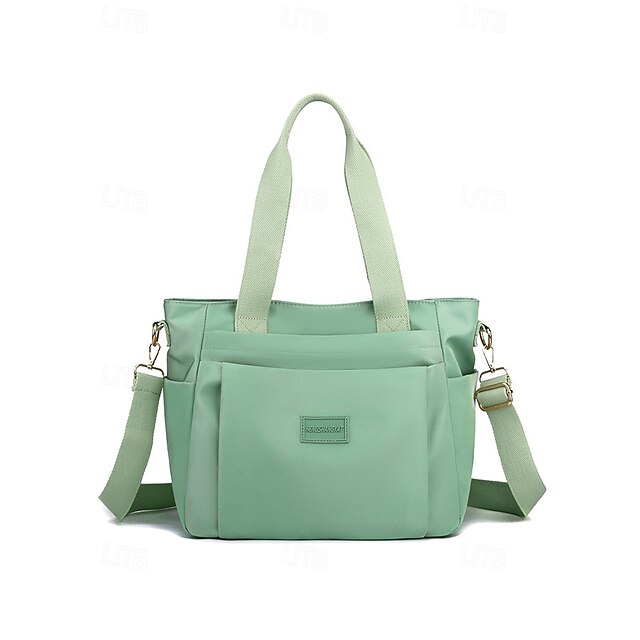 Stylish Waterproof Nylon Tote and Crossbody Bag with Multiple Pockets Light Pink Green Light Green Light Pink-Green-Light Green-Light Purple-Khaki-Grey-Blue-Black-