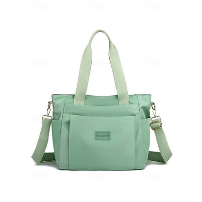 Stylish Waterproof Nylon Tote and Crossbody Bag with Multiple Pockets Light Pink Green Light Green Light Pink-Green-Light Green-Light Purple-Khaki-Grey-Blue-Black-