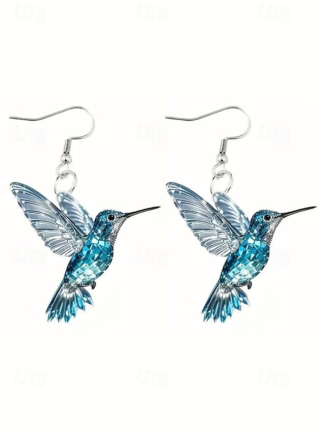 Elegant Hummingbird Acrylic Hoop Earrings for Women 1# 2# 3# 1#-2#-3#-4#-5#-6#-7#-