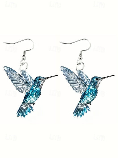 Elegant Hummingbird Acrylic Hoop Earrings for Women 1# 2# 3# 1#-2#-3#-4#-5#-6#-7#-
